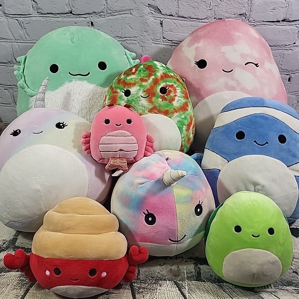 Squishmallows Plush Lot Of 9 Marine Sea Ocean Stuffed Animals Oshun Simone Henry